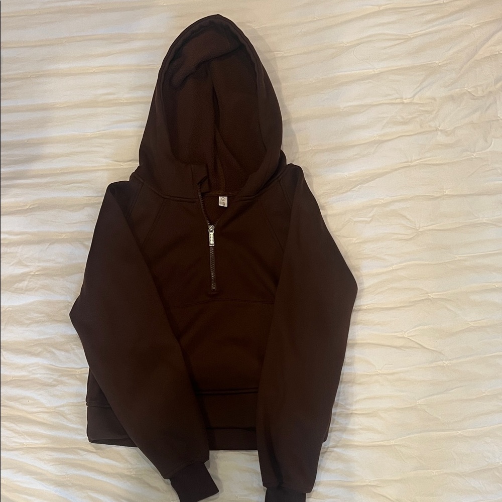 Amazon Dark Brown Half-Zip Hoodie Jacket